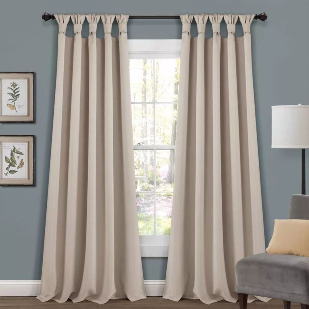 Lush Decor - Set of 2 (95"x52") Insulated Knotted Tab Top Black Wheat